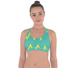 Waves Chevron Wave Green Yellow Sign Cross String Back Sports Bra