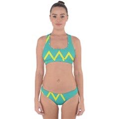 Waves Chevron Wave Green Yellow Sign Cross Back Hipster Bikini Set