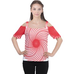 Spiral Red Polka Star Cutout Shoulder Tee