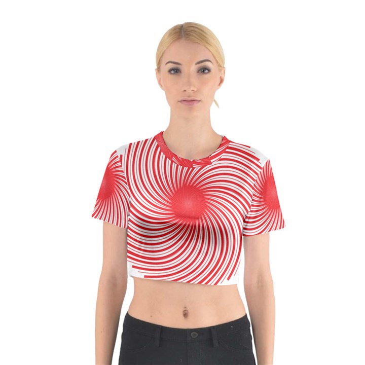 Spiral Red Polka Star Cotton Crop Top