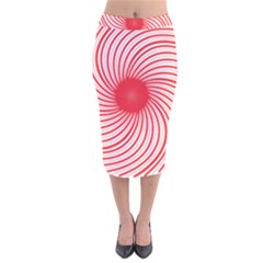 Spiral Red Polka Star Velvet Midi Pencil Skirt by Mariart