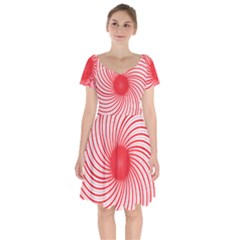 Spiral Red Polka Star Short Sleeve Bardot Dress