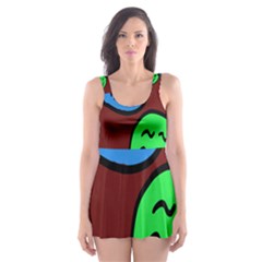 Version Colors Transparent Elements Emoticons Alpha Transparency Skater Dress Swimsuit