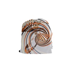 Splines Line Circle Brown Drawstring Pouches (small) 