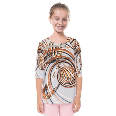 Splines Line Circle Brown Kids  Quarter Sleeve Raglan Tee by Mariart