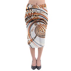 Splines Line Circle Brown Midi Pencil Skirt