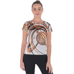 Splines Line Circle Brown Short Sleeve Sports Top 