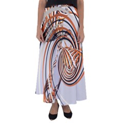 Splines Line Circle Brown Flared Maxi Skirt