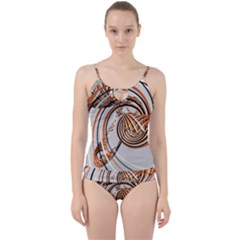 Splines Line Circle Brown Cut Out Top Tankini Set