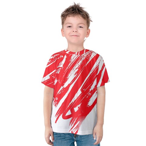 Valentines Day Heart Modern Red Polka Kids  Cotton Tee by Mariart