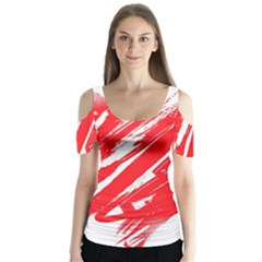 Valentines Day Heart Modern Red Polka Butterfly Sleeve Cutout Tee 