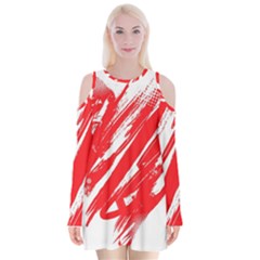 Valentines Day Heart Modern Red Polka Velvet Long Sleeve Shoulder Cutout Dress