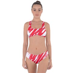 Valentines Day Heart Modern Red Polka Criss Cross Bikini Set by Mariart