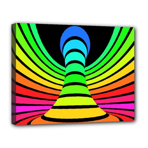 Twisted Motion Rainbow Colors Line Wave Chevron Waves Canvas 14  X 11  by Mariart