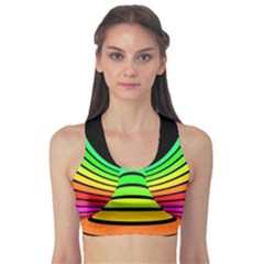 Twisted Motion Rainbow Colors Line Wave Chevron Waves Sports Bra by Mariart