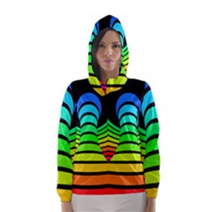 Twisted Motion Rainbow Colors Line Wave Chevron Waves Hooded Wind Breaker (women) by Mariart