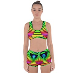 Twisted Motion Rainbow Colors Line Wave Chevron Waves Racerback Boyleg Bikini Set