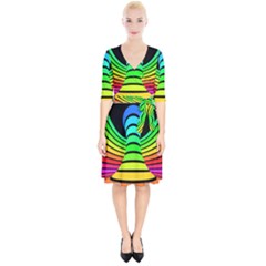 Twisted Motion Rainbow Colors Line Wave Chevron Waves Wrap Up Cocktail Dress