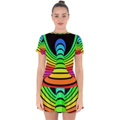 Twisted Motion Rainbow Colors Line Wave Chevron Waves Drop Hem Mini Chiffon Dress by Mariart