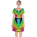 Twisted Motion Rainbow Colors Line Wave Chevron Waves Short Sleeve Bardot Dress View1