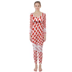 Waves Wave Learning Connection Polka Red Pink Chevron Long Sleeve Catsuit by Mariart