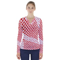 Waves Wave Learning Connection Polka Red Pink Chevron V-neck Long Sleeve Top by Mariart