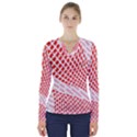 Waves Wave Learning Connection Polka Red Pink Chevron V-Neck Long Sleeve Top View1