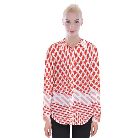 Waves Wave Learning Connection Polka Red Pink Chevron Womens Long Sleeve Shirt by Mariart