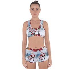 Funny Santa Claus With Snowman Racerback Boyleg Bikini Set by FantasyWorld7