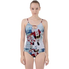 Funny Santa Claus With Snowman Cut Out Top Tankini Set by FantasyWorld7