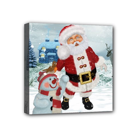 Funny Santa Claus With Snowman Mini Canvas 4  X 4  by FantasyWorld7