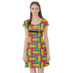 Soft Spheres Pattern Short Sleeve Skater Dress by linceazul