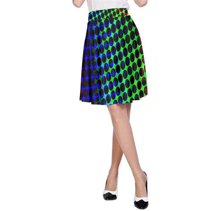 Digitally Created Halftone Dots Abstract Background Design A-Line Skirt