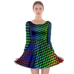 Digitally Created Halftone Dots Abstract Background Design Long Sleeve Skater Dress by Nexatart