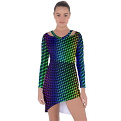 Digitally Created Halftone Dots Abstract Background Design Asymmetric Cut-out Shift Dress by Nexatart