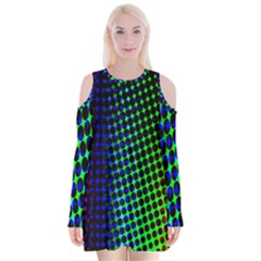 Digitally Created Halftone Dots Abstract Background Design Velvet Long Sleeve Shoulder Cutout Dress by Nexatart