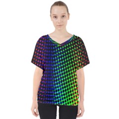 Digitally Created Halftone Dots Abstract Background Design V-neck Dolman Drape Top