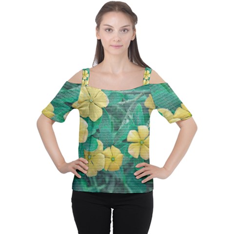 Yellow Flowers At Nature Cutout Shoulder Tee by dflcprints