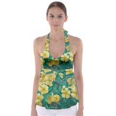 Yellow Flowers At Nature Babydoll Tankini Top by dflcprints