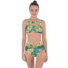 Yellow Flowers At Nature Bandaged Up Bikini Set 