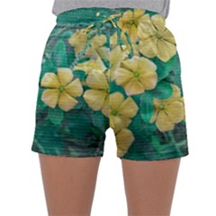 Yellow Flowers At Nature Sleepwear Shorts