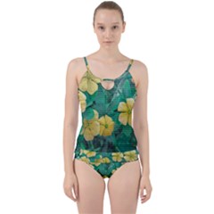 Yellow Flowers At Nature Cut Out Top Tankini Set