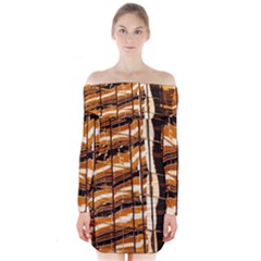 Abstract Architecture Background Long Sleeve Off Shoulder Dress by Nexatart