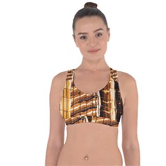 Abstract Architecture Background Cross String Back Sports Bra