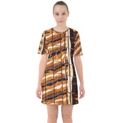 Abstract Architecture Background Sixties Short Sleeve Mini Dress