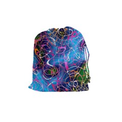 Background Chaos Mess Colorful Drawstring Pouches (medium)  by Nexatart