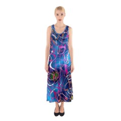 Background Chaos Mess Colorful Sleeveless Maxi Dress by Nexatart