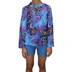 Background Chaos Mess Colorful Kids  Long Sleeve Swimwear by Nexatart