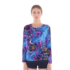 Background Chaos Mess Colorful Women s Long Sleeve Tee