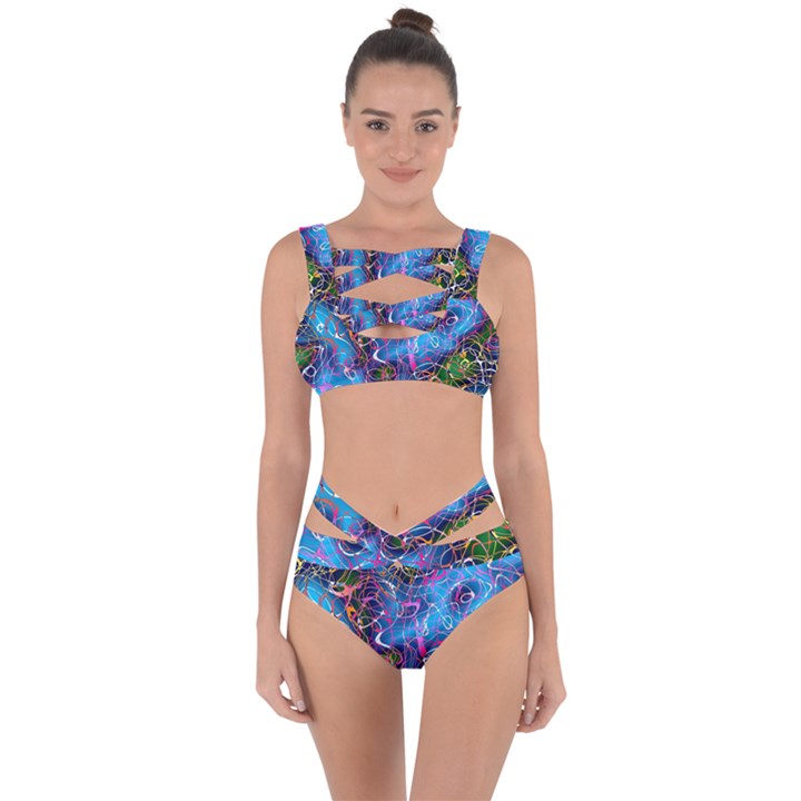 Background Chaos Mess Colorful Bandaged Up Bikini Set 